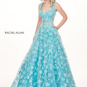 NWT Brand New Rachel Allan - 6467 Mint Sequined Two-Piece Sweetheart Bodice Gown